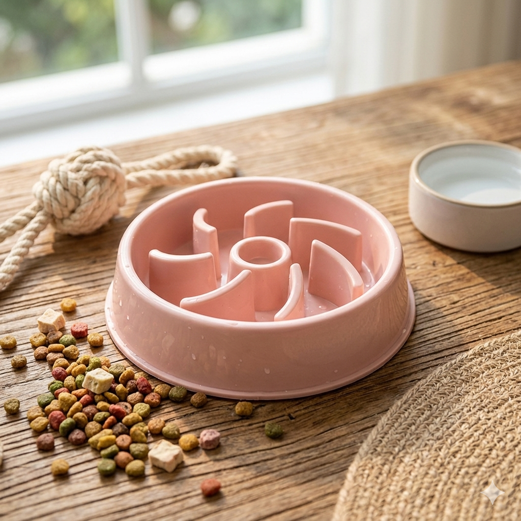 Eco-Friendly Slow Feed Pet Bowl for Dogs & Cats
