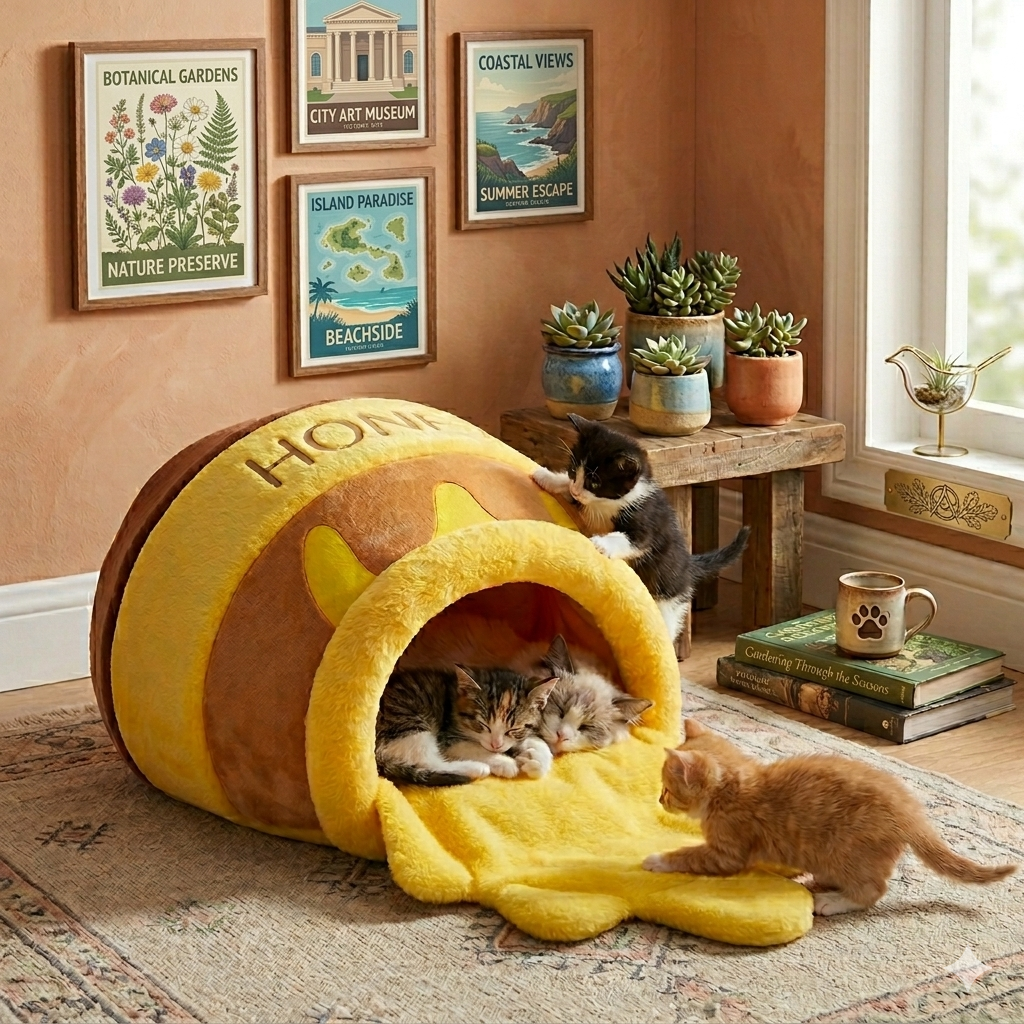 Honey Jar Cat Cushion Bed